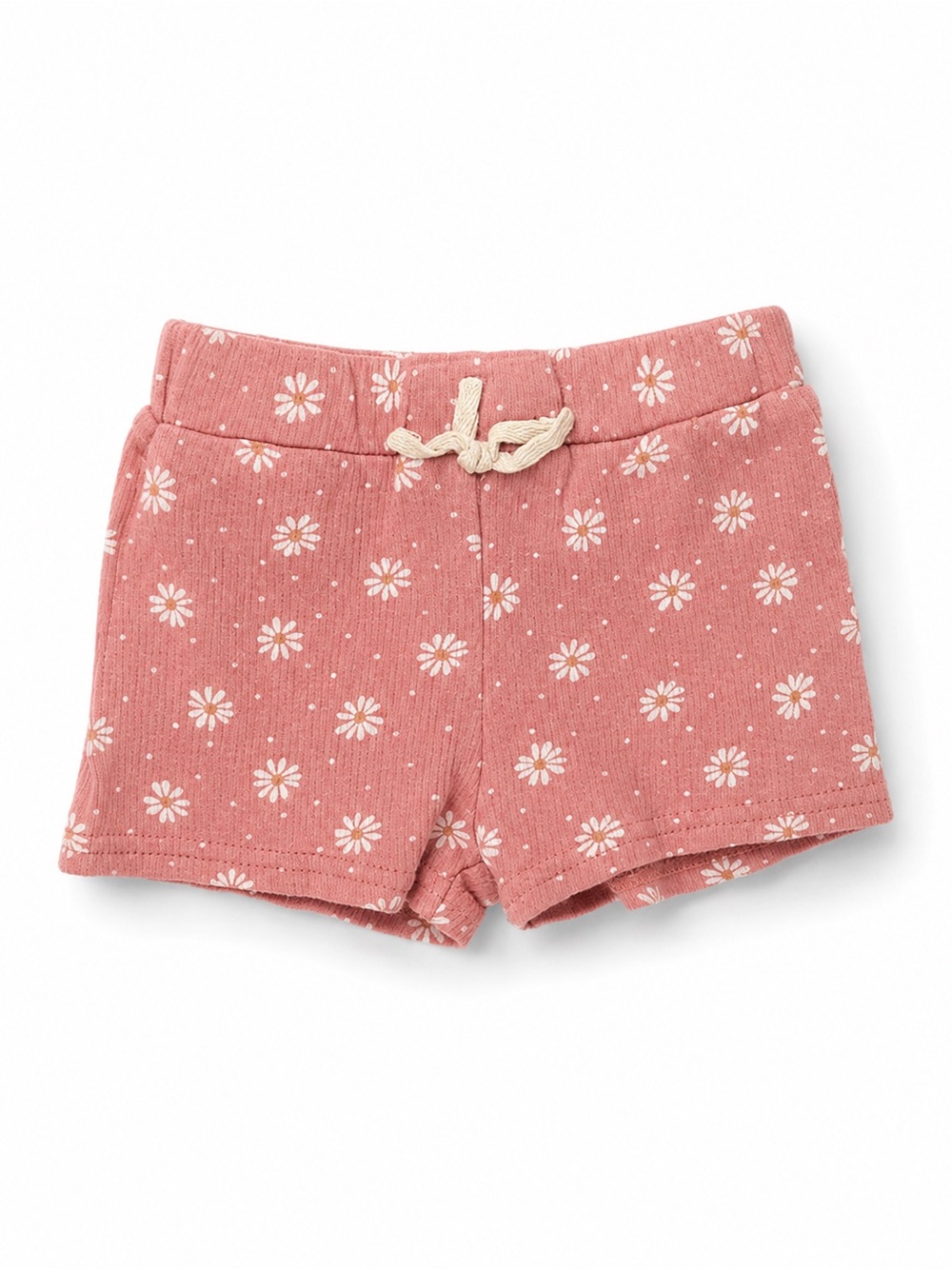 Girls' Rose Pink Daisy Knit Pull-On Shorts